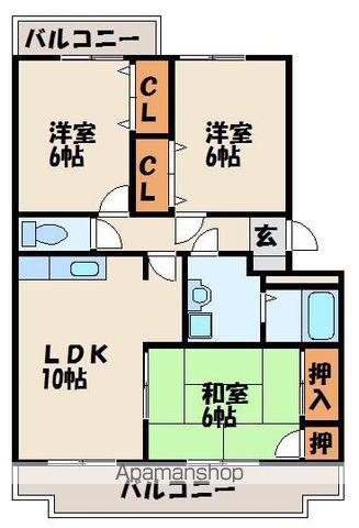 マリオンズⅡ森(3LDK/1階)の間取り写真