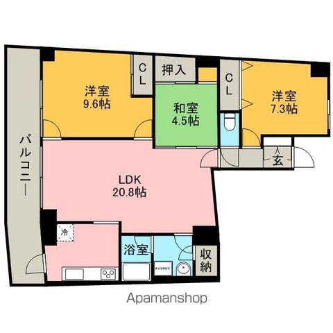 アイランドシティインフィニガーデン ノース棟(3LDK/2階)の間取り写真