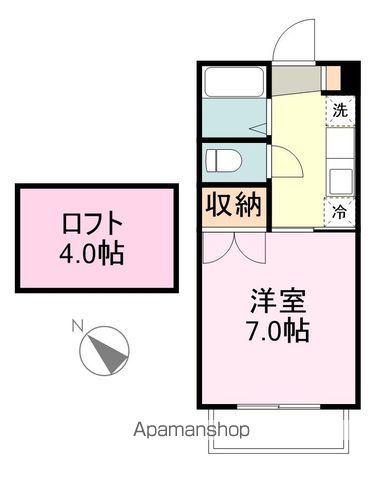 プリンスコート山手町A(1K/2階)の間取り写真