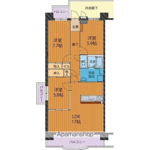 TWIN PRIME 姫川(3LDK/3階)の間取り写真