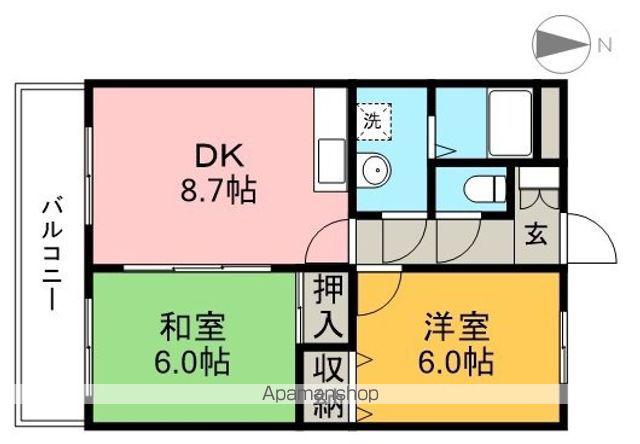 リーヴァかもべ(2DK/4階)の間取り写真