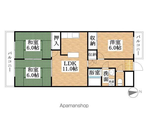 マンション東柴第2(3LDK/2階)の間取り写真