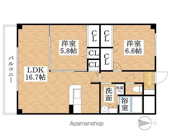 グランドアーサー(2LDK/3階)の間取り写真