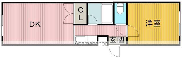 ハイツ岡町北(1DK/1階)の間取り写真