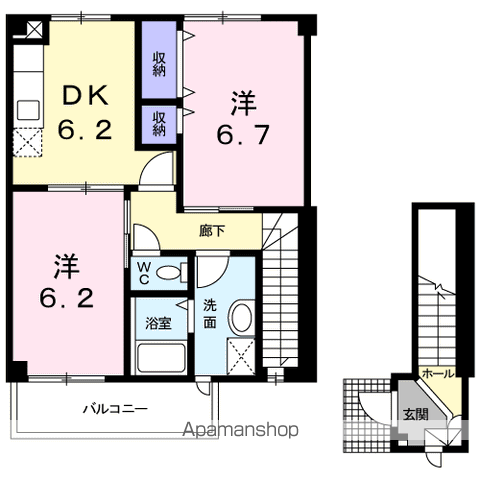 アベニール・T&M(2DK/2階)の間取り写真