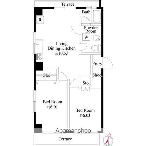 アーバンレジデンス八千代台(2LDK/1階)の間取り写真