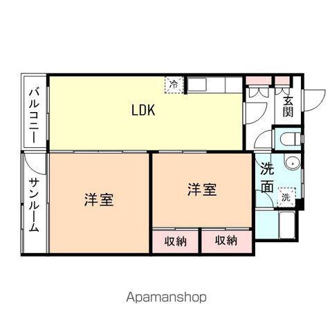 ドミールサニー木津(2LDK/3階)の間取り写真