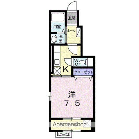 アダルカス(1K/1階)の間取り写真