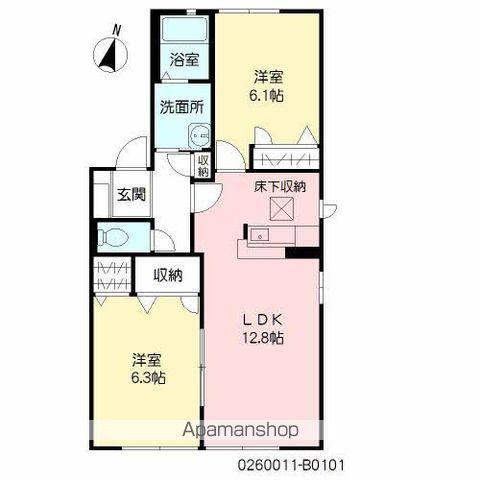 咲ら小路ⅠB棟(2LDK/1階)の間取り写真