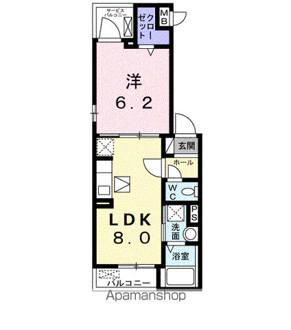 カーサ プリンセスⅡ(1LDK/1階)の間取り写真