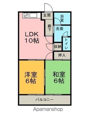 パールハイム緑陽(2LDK/1階)の間取り写真