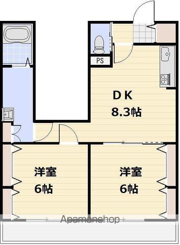 イーストパークURAWAⅢ(2DK/3階)の間取り写真
