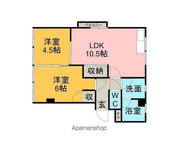 中本ビル(2LDK/4階)の間取り写真