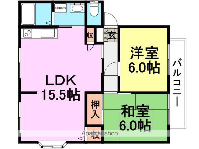 サンライフ松田(2LDK/2階)の間取り写真