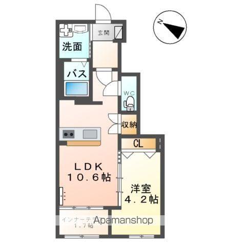 オプレント芳賀(1LDK/1階)の間取り写真