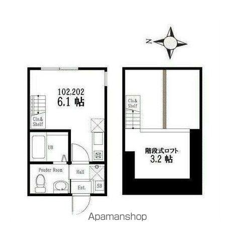 ハーミットクラブハウス弘明寺B号棟(ワンルーム/1階)の間取り写真