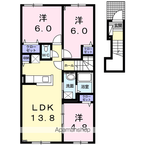 メゾン東陽Ⅱ(3LDK/2階)の間取り写真