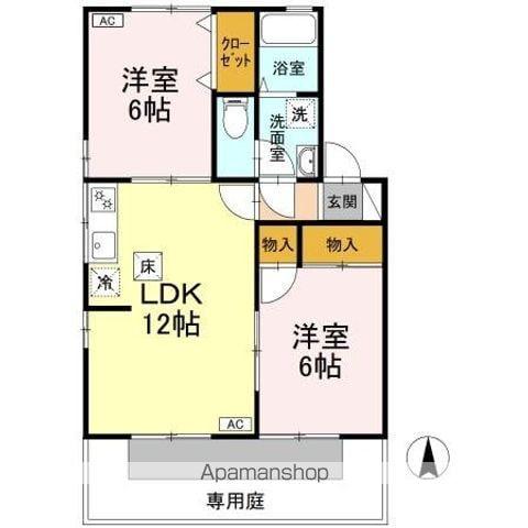 ヴィラージュ・95 B棟(2LDK/1階)の間取り写真