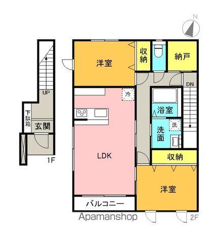 津森町アパートA(2SLDK/2階)の間取り写真
