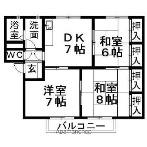 リバーサイドヒルズ(3DK/2階)の間取り写真