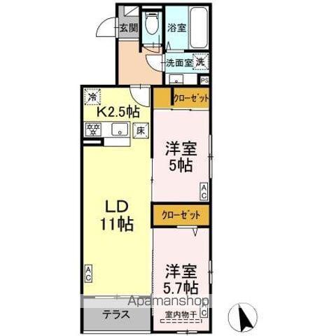 DーROOM小田原8丁目II(2LDK/1階)の間取り写真