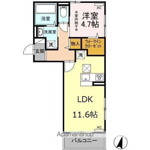 エスポワール稲口(1LDK/1階)の間取り写真