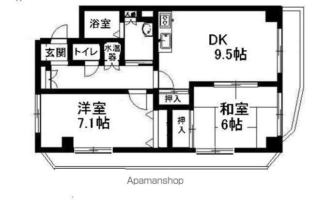 エクセリア駅南(2DK/6階)の間取り写真