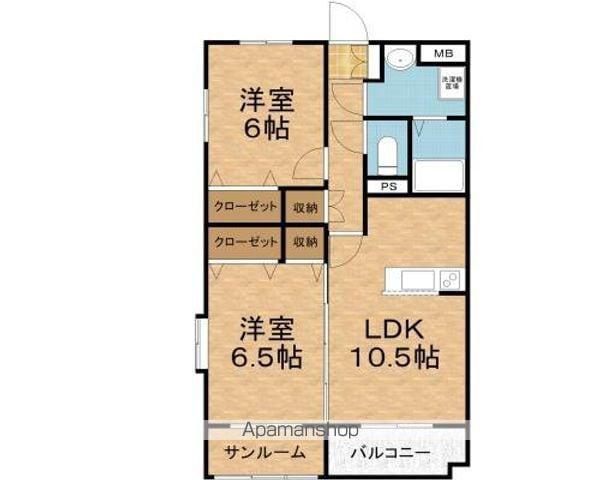 新愛マンション(2LDK/2階)の間取り写真