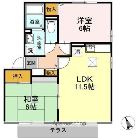 ヴィラコンフォールⅠ(2LDK/1階)の間取り写真