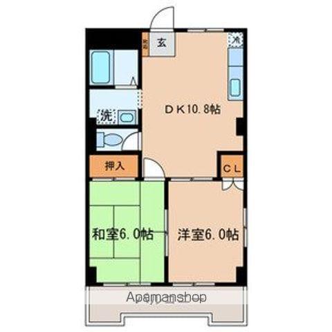 マンション如月(2LDK/4階)の間取り写真