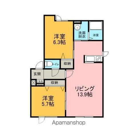 シャーメゾンフルール(2LDK/2階)の間取り写真