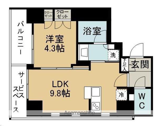 プラウド一番町一丁目(1LDK/4階)の間取り写真