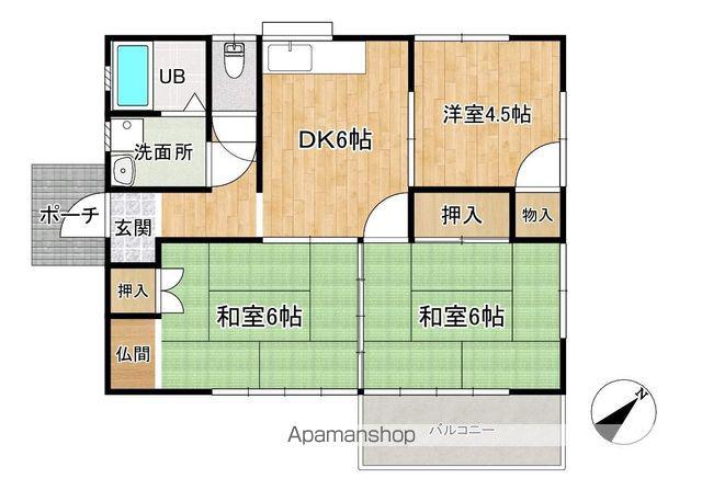 鹿児島県曽於市 1階建 築38年(3DK)の間取り写真