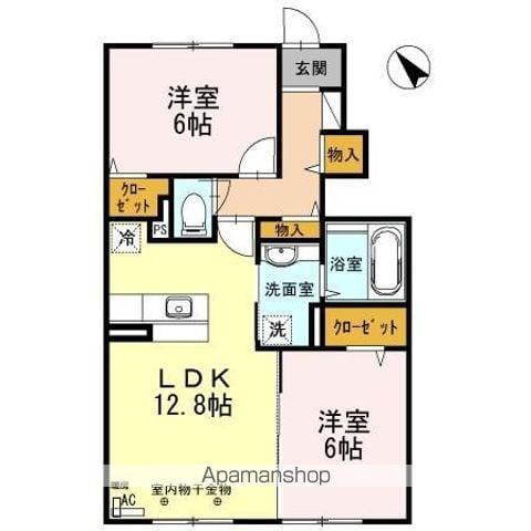 サニーフラット B(2LDK/1階)の間取り写真