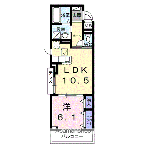 ワーズイヤー12(1LDK/1階)の間取り写真