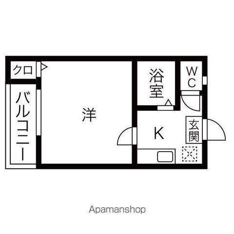 シャトー黄金(1K/1階)の間取り写真