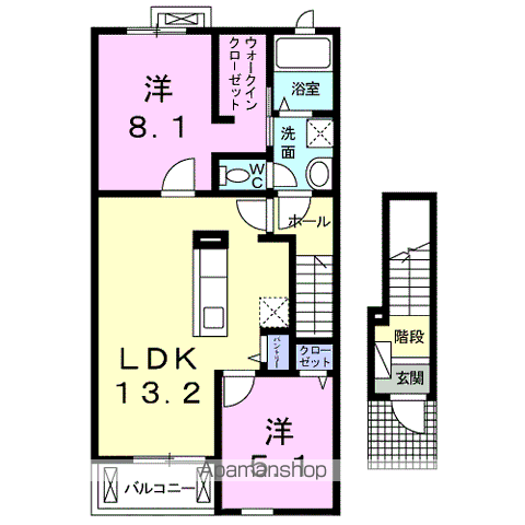 エクセレント照井Ⅱ(2LDK/2階)の間取り写真