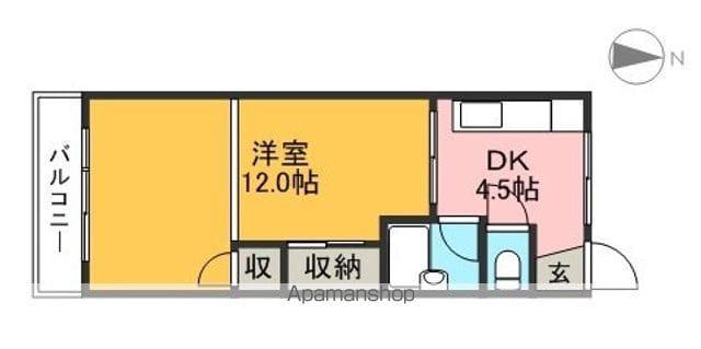 コーポ愛宕(1DK/3階)の間取り写真