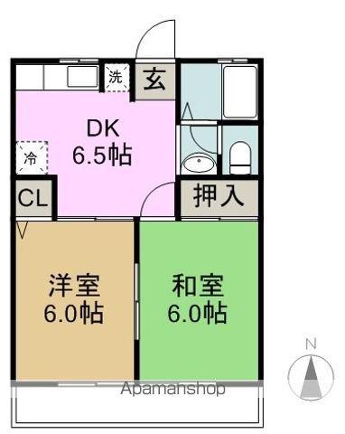 グリーンコート(2DK/1階)の間取り写真