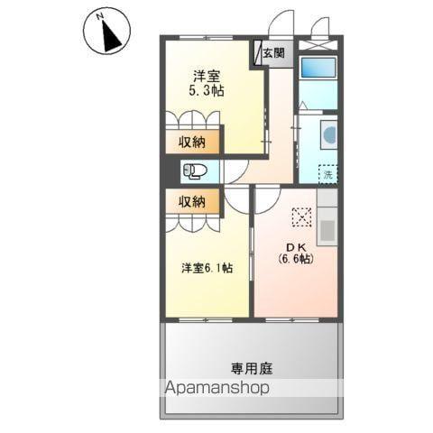 コムス・エルアール(2DK/1階)の間取り写真