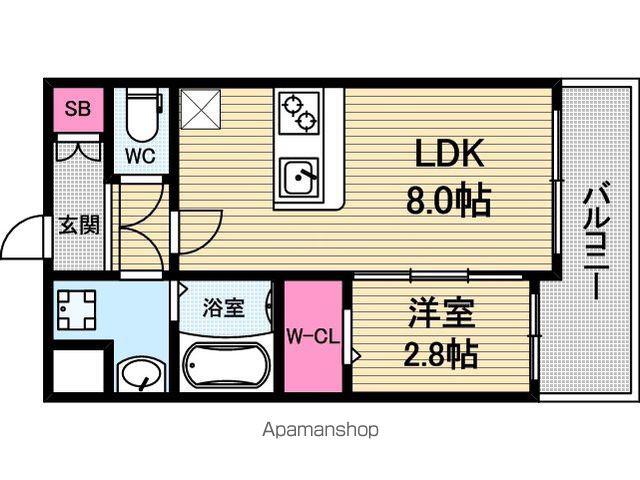 ラシーヌ瓦屋町(1LDK/3階)の間取り写真