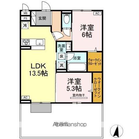 D-ROOMフィオーレ(2LDK/1階)の間取り写真