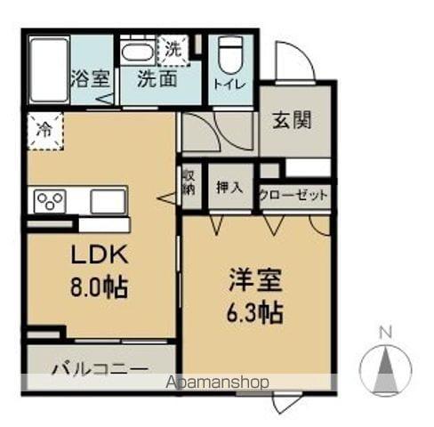 ENCHANTE 松本(1LDK/2階)の間取り写真