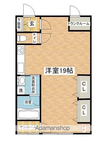 ハピネスⅢ(ワンルーム/2階)の間取り写真