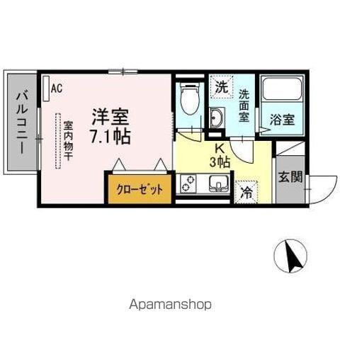 越後線 青山駅(新潟) 徒歩20分 2階建 築9年(1K/2階)の間取り写真