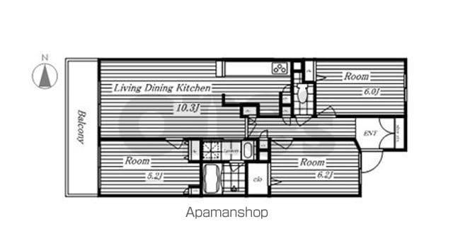 レジディア泉(3LDK/13階)の間取り写真