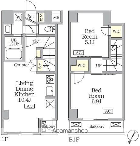 アジールコート三宿テラス(2LDK/1階)の間取り写真
