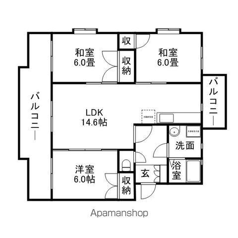 エクセレント・フジⅡ(3LDK/3階)の間取り写真