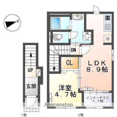 メゾン ド フローラガーデン(1LDK/2階)の間取り写真