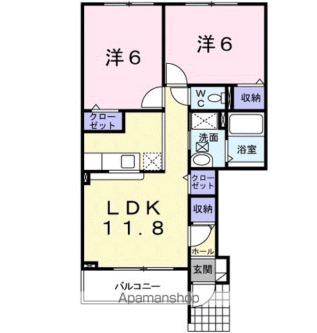 TERRACE HOUSE N(2LDK/1階)の間取り写真
